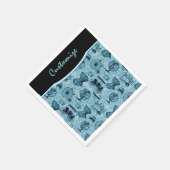 Blaue Steampunk-Muster-Servietten Serviette (Ecke)