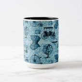 Blaue Steampunk Pattern Kaffeemaschine Tasse (Mittel)