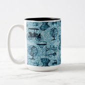 Blaue Steampunk Pattern Kaffeemaschine Tasse (Links)