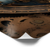 Blaue Steampunkatze KI-Kunstposter Poster (Ecke)