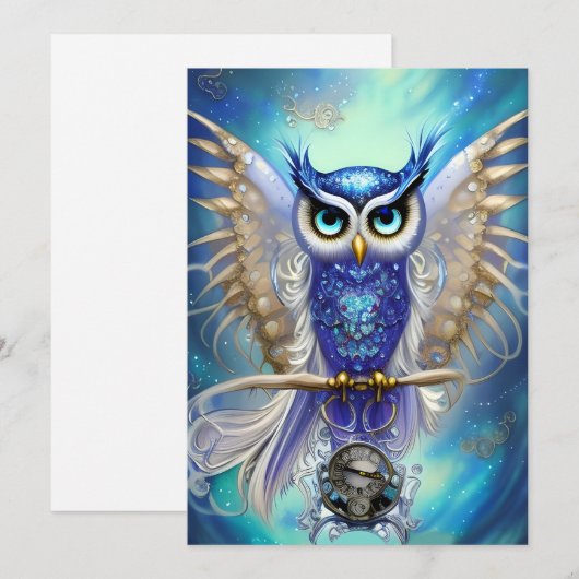 Blaue Steampunkuppe Feiertagskarte (Vorne/Hinten)