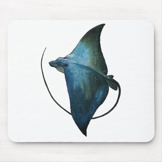 Blaue Stechrochen-Illustration Mousepad (Vorne)