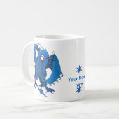 Blaue stehende Drache-Tasse - kundengerecht Kaffeetasse (Vorderseite Links)