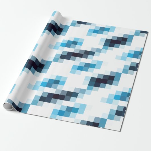Blaue Steigungs-Pixel Geschenkpapier (Ungerollt)