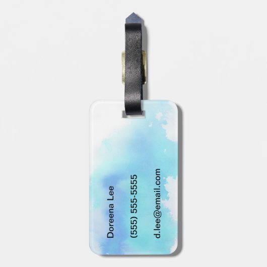 Blaue Stelle, abstraktes handgemaltes des Gepäckanhänger (Rückseite vertikal)