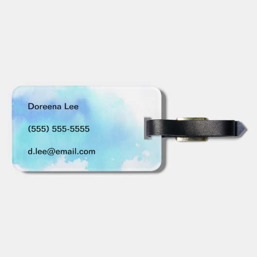 Blaue Stelle, abstraktes handgemaltes des Gepäckanhänger (Rückseite horizontal)