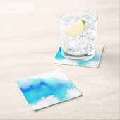 Blaue Stelle, abstraktes handgemaltes des Rechteckiger Pappuntersetzer (Vor Ort)