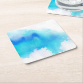 Blaue Stelle, abstraktes handgemaltes des Rechteckiger Pappuntersetzer (angewinkelt)