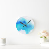 Blaue Stelle, abstraktes handgemaltes des Runde Wanduhr (Zuhause)