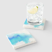 Blaue Stelle, abstraktes handgemaltes des Steinuntersetzer (Seitenansicht)