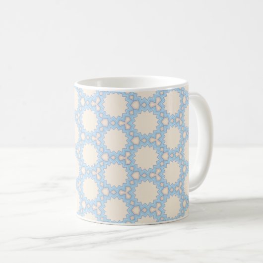 Blaue Stern-Mosaik-Geometrie Kaffeetasse (VorderseiteRechts)