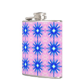 blaue Sterne auf rosa Flasche Flachmann (Links)