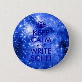 Blaue Sterne Behielt Ruhe und schreiben SciFi Button