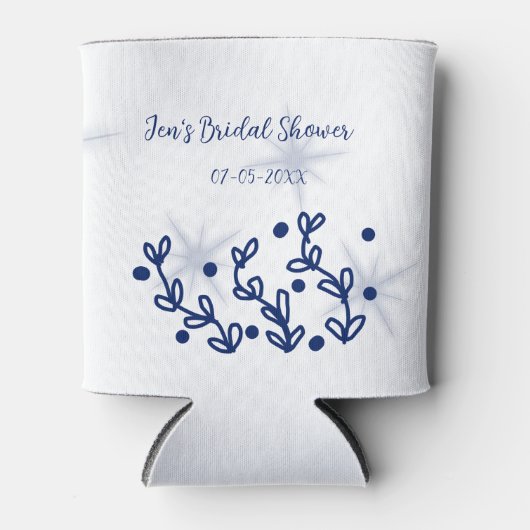 Blaue Sterne Blätter königlich luxuriöses Brautpar Dosenkühler (Vorderseite)