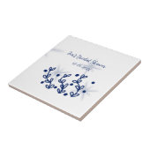 Blaue Sterne Blätter königlich luxuriöses Brautpar Fliese (Seite)