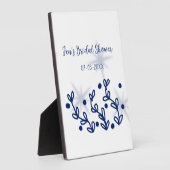 Blaue Sterne Blätter königlich luxuriöses Brautpar Fotoplatte (Seite)