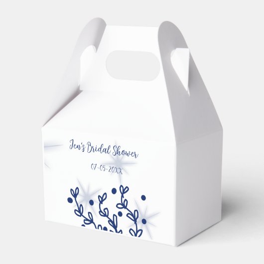 Blaue Sterne Blätter königlich luxuriöses Brautpar Geschenkschachtel (Vorderseite)