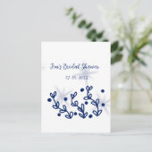 Blaue Sterne Blätter königlich luxuriöses Brautpar Postkarte (Stehend Vorderseite)