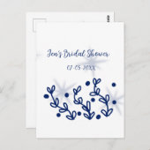 Blaue Sterne Blätter königlich luxuriöses Brautpar Postkarte (Vorne/Hinten)