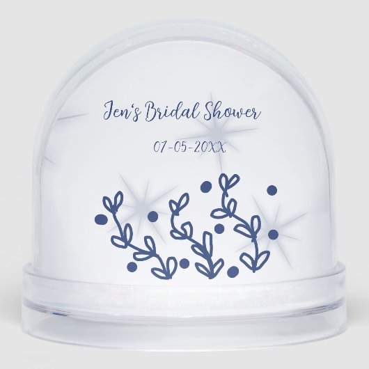 Blaue Sterne Blätter königlich luxuriöses Brautpar Schneekugeln (Vorderseite)