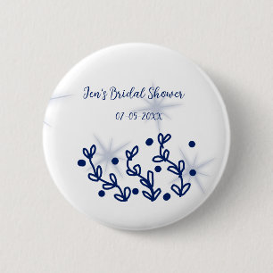 Blaue Sterne Blätter royale luxuriöse Brautparty  Button