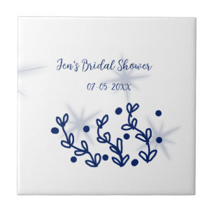 Blaue Sterne Blätter royale luxuriöse Brautparty  Fliese