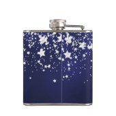 Blaue Sterne der Geburtstagsnacht Flachmann (Rückseite)