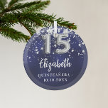 Blaue Sterne der Königsnacht Ornament Aus Glas<br><div class="desc">Eine marineblau Hintergrundfarbe mit Imitaten silbernen Sternen. Die blaue Farbe ist ungleichmäßig. Fügen Sie Ihre Daten,  Text/Datum hinzu</div>