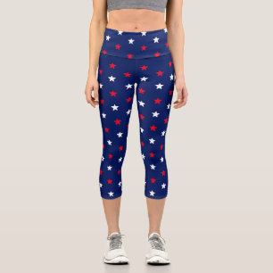 Blaue Sterne der Roten Weißen Marine Capri Leggings
