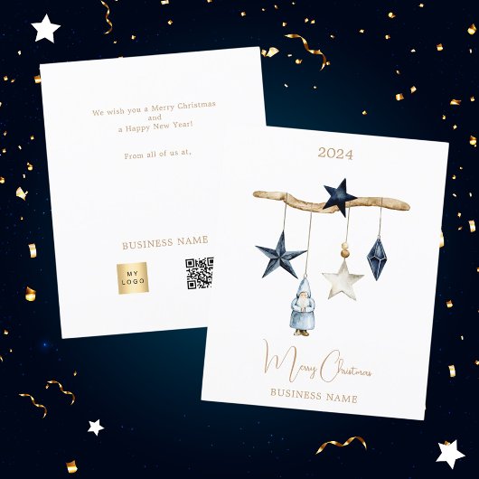 Blaue Sterne gnome QR Weihnachten Flyer