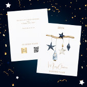 Blaue Sterne Gnome QR Weihnachtskarte