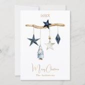 Blaue Sterne Gnome Weihnachtsbaum Feiertagskarte (Vorderseite)