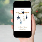 Blaue Sterne Gnome Weihnachtsbaum Feiertagskarte