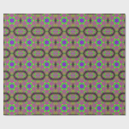 blaue Sterne groovy psychedelisch Geschenkpapier (Flach)