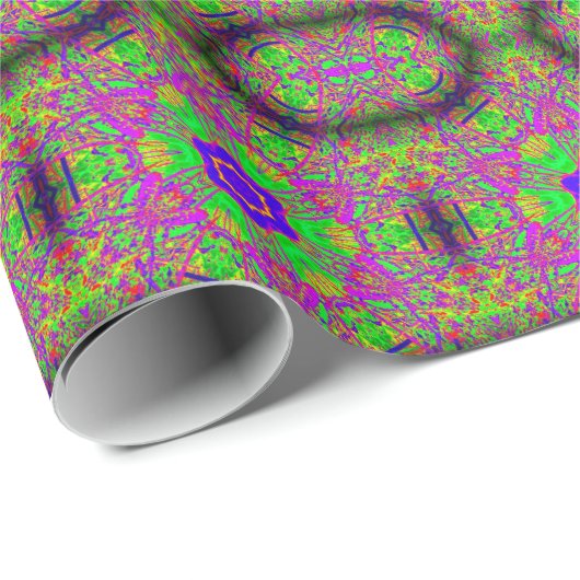 blaue Sterne groovy psychedelisch Geschenkpapier (Rolleneckpunkt)