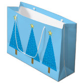 Blaue Sterne Große Geschenktüte (Vorderseite Schrägansicht)