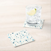 Blaue Sterne in mehreren Farbtönen und Größen - Wi Rechteckiger Pappuntersetzer (Vor Ort)