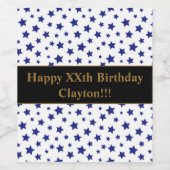 Blaue Sterne mit Geburtsweinkennzeichnung Weinetikett (Einzelnes Label)