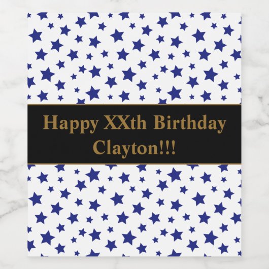 Blaue Sterne mit Geburtsweinkennzeichnung Weinetikett (Einzelnes Label)