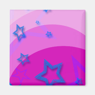 Blaue Sterne mit rosa Magnet