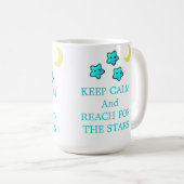 Blaue Sterne mit Sprichwort Kaffeetasse (VorderseiteRechts)
