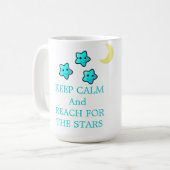 Blaue Sterne mit Spruch Kaffeetasse (Vorderseite Links)