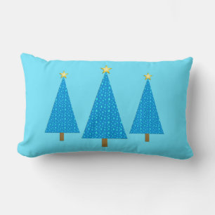 Blaue Sterne Moderne Weihnachtsbäume Lumbar Pillow Lendenkissen