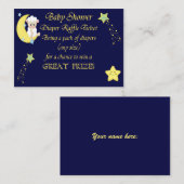 Blaue Sterne, Mond, Schaf-Windeln-Raffelkarten Begleitkarte (Vorne/Hinten)