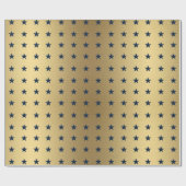 Blaue Sterne-Muster für metallisches Gold Geschenkpapier (Flach)