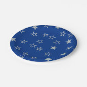 Blaue Sterne Pappteller (Schrägansicht)