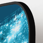 Blaue Sterne Pinselstriche, weißer Skriptname, bla Pickleball Schläger (Linke Seite)