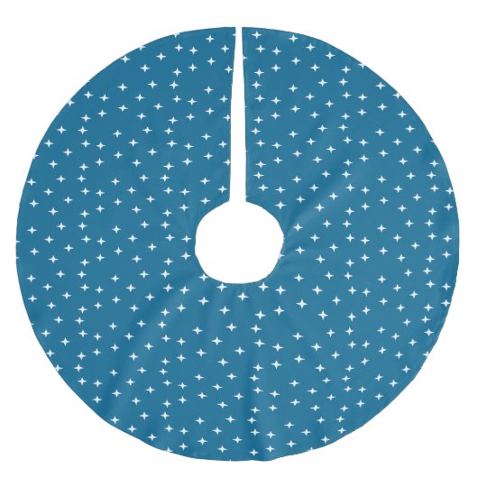 Blaue Sterne Polyester Weihnachtsbaumdecke (Vorderseite)