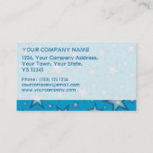 Blaue Sterne Streifen-Visitenkartenvorlage Visitenkarte (Rückseite)