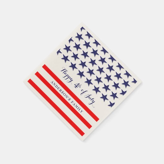 Blaue Sterne und rote Streifen Serviette (Ecke)